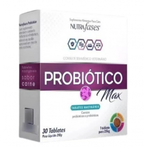 Suplemento Alimentar Nutrafases Probiótico Max para Cães - 30 tabletes